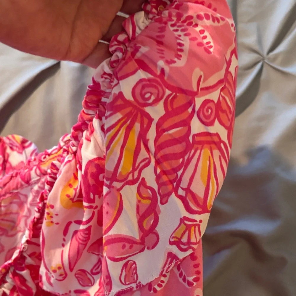 Lilly Pulitzer xl off the Shoulder Pink Shell-Pattern Casual Dress excellent - Picture 6 of 7